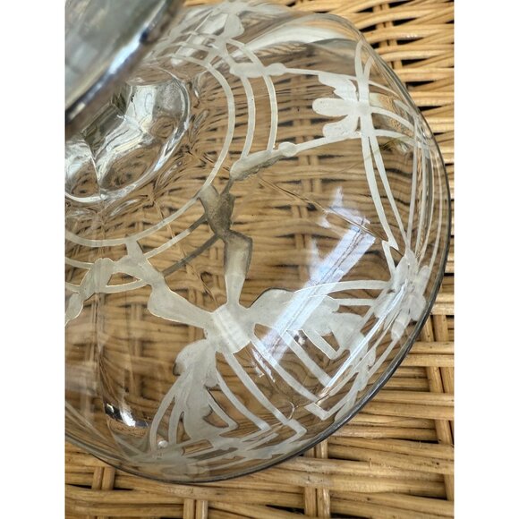 Antique 20's Art Deco Pedestal Candy Trinket Bowl Painted Sterling Overaly - Picture 8 of 16